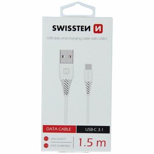 Cablu de date SWISSTEN USB / USB-C (3.1) 1, 5 m - white imagine