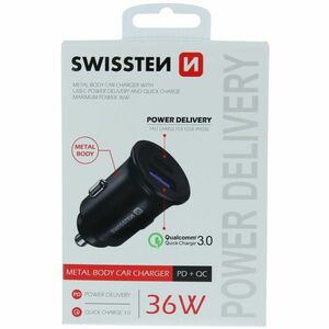 Adaptor SWISSTEN CL Power Delivery + Quick Charge, USB-C, 36 W - black imagine