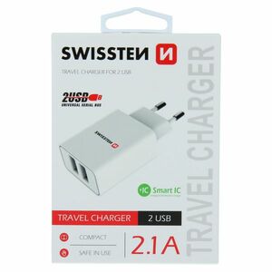 Adaptor de rețea SWISSTEN 2x USB, 10W, SMART IC - white imagine