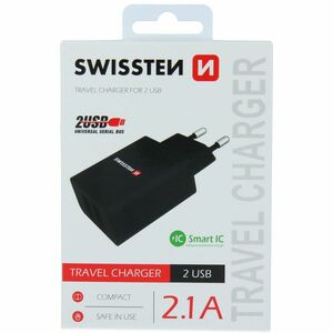Adaptor de rețea SWISSTEN 2x USB, 10W, SMART IC - black imagine