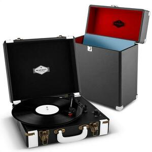 Auna Jerry Lee RECORD COLLECTOR, set negru, set de gramofon, Retro Gramofon + valiză pentru discuri imagine