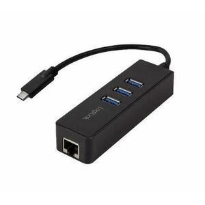 Hub USB Logilink UA0283, 1 x RJ-45, 1 x USB 3.0 (Negru) imagine