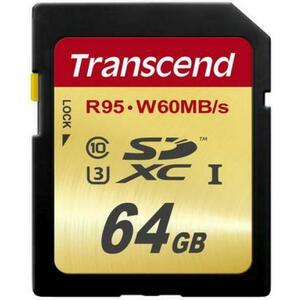 Card de memorie Transcend SDXC, 64GB, Clasa 10, UHS-I U3 imagine