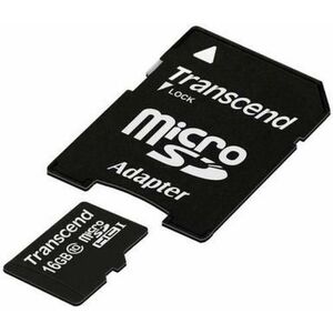 Card de memorie Transcend microSDHC, 16GB, Clasa 10 + Adaptor imagine