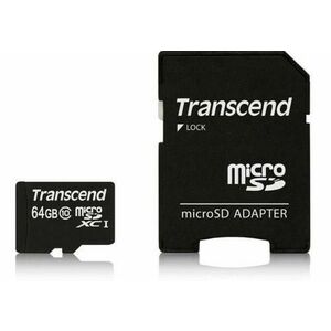 Card de memorie Transcend TS64GUSDXC10, microSDXC, 64GB, Clasa 10 + Adaptor microSD imagine