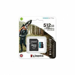 Card de Memorie MicroSD Kingston Canvas GO Plus, 512GB, Adaptor SD, Class 10 imagine