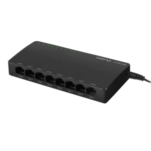 Switch Gigabit Lanberg 42417, cu 8 porturi Gigabit Ethernet RJ-45 10/100/1000 Mbps, 12V, racire pasiva, negru imagine