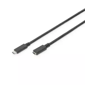 Cablu prelungitor USB 3.1 Gen 2 tip C tata la USB tip C mama, 70 cm, Digitus, PD, 20V 5A 100W, 10 Gbps, negru imagine