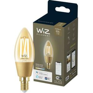 Bec LED inteligent vintage WiZ Filament Whites Philips, Wireless, C35, E14, 4.9W (25W), 220-240V, temperatura lumina reglabila calda-rece (2000K-5000K), 370 lumeni, durata de viata 15.000 de ore, clasa energetica A+, compatibil Google Assistant/Alexa/Sir imagine