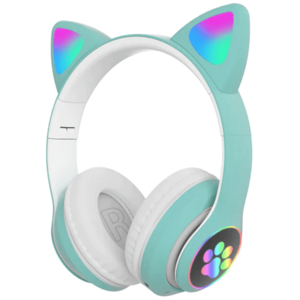 Casti wireless VZV-23M cu urechi de Pisica bluetooth 5.0 Verde imagine