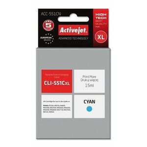 Cartus compatibil CLI-551C cyan pentru Canon, 15 ml, Premium Activejet, Garantie 5 ani imagine