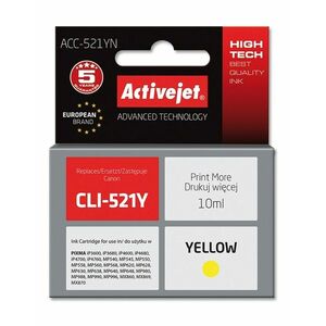 Cartus compatibil CLI-521 Yellow pentru Canon, 10 ml, Premium Activejet, Garantie 5 ani imagine