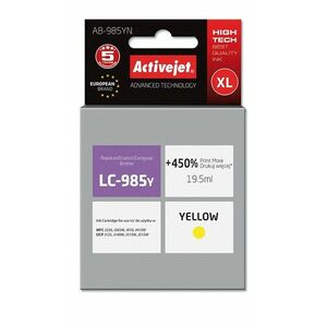 Cartus compatibil LC 985Y XL Yellow pentru Brother, Premium Activejet, Garantie 5 ani imagine