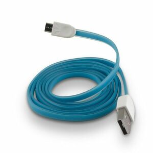 Cablu pentru transfer date, USB-A la microUSB, siliconic, albastru imagine