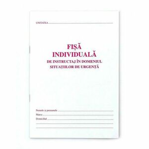 Fisa individuala PSI, format A5, carnet 8 file, fata verso imagine