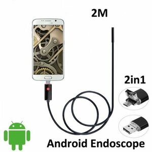 Camera endoscop HD 6 LED-uri, diametru 8 mm, Android PC, 1280x720 pixeli, IP67, 2 m imagine