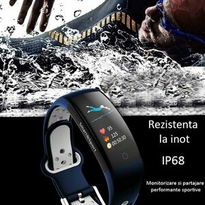 Bratara smart fitness Bluetooth, 14 functii, monitorizare sport, inot, IP68 imagine