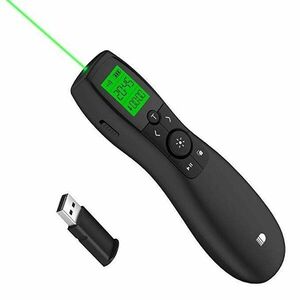 Presenter laser Wireless 200 m, afisaj ora timer, lumina verde, reincarcabil imagine