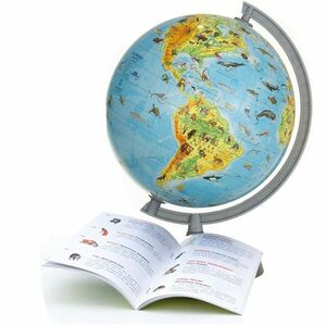 Glob pamantesc harta fizica-zoologica, meridian si suport, diametru 22 cm, carte 275 animale imagine