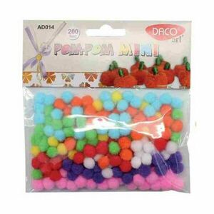 Mini pom-pom multicolor - set 200 bucati imagine