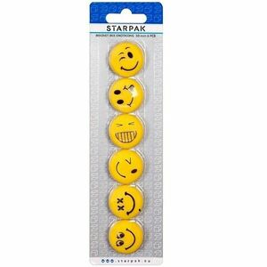 Set magneti Emoji, 6 emoticoane Smiley Face, 30mm, galben imagine