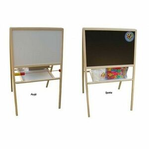 Tablita magnetica pentru copii, 2 fete alb negru, 90x53 cm, suport lemn imagine