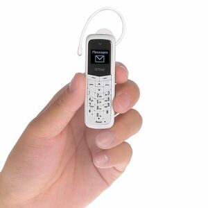 Mini telefon cu casca bluetooth wireless dual sim BM50 GTStar alb imagine