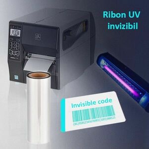 Ribon UV invizibil Cyan pentru imprimante termice, 110 mm, diametru interior 25 mm imagine