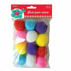 Pom-Pom colorat decorativ, 12 bucati, 5 cm, material textil, Daco imagine