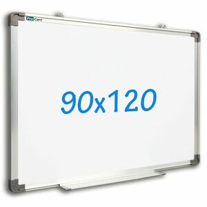 Tabla magnetica alba 90x120 cm, rama de aluminiu, fixare perete, suport markere imagine
