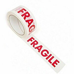 Banda adeziva imprimeu Fragile, rola 50mm x 66m, adeziv acrilic, ambalare si marcare colete imagine