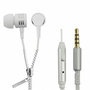Casti in-ear stereo 3.5mm, microfon, extra Hi-Fi, cablu tip fermoar 1.2 m, 2 seturi dopuri, alb imagine