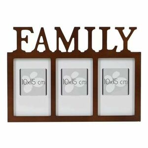 Rama foto tripla Family, format foto 10x15, fixare perete, 32.3x1.2x23 cm, lemn maro inchis imagine