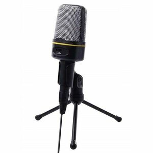 Microfon universal AUX, trepied, Jack 3.5 cm, compatibil smartphone, negru imagine