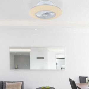 Ventilator de tavan cu lustra, LED 40W, telecomanda, temporizator, metal alb imagine