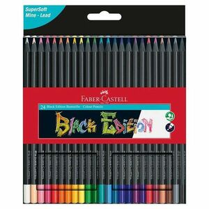 Creioane colorate pentru desene hartie neagra, set 24 culori imagine