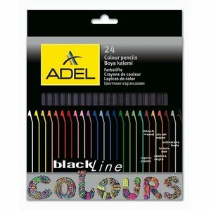 Creioane colorate hexagonale, corp lemn negru, varf 3 mm, set 24 bucati imagine