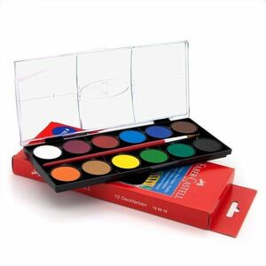 Set acuarele 12 culori, pastile 30 mm, pensula pictura imagine