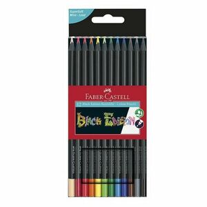 Creioane colorate negre, 12 culori intense, desene hartie neagra imagine