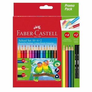 Creioane colorate hexagonale, pachet 18+4 culori, creion HB si 2B incluse imagine