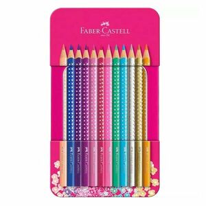 Set 12 creioane colorate, insertie buline cristal, design Sparkle imagine