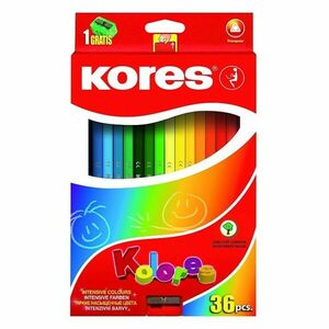 Set 36 creioane colorate, ascutitoare inclusa, culori intense imagine