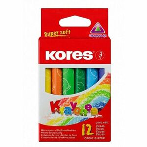 Creioane colorate cerate, 12 culori, textura moale, forma triunghiulara imagine