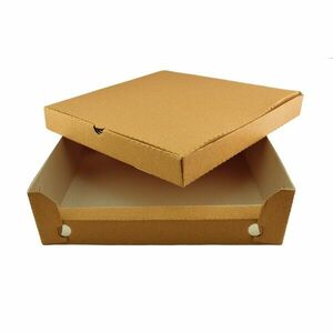 Pachet 2 cutii pizza cu si fara capac, 320x320x80 mm, 320x320x40 mm, carton natur microondul E 360 g imagine