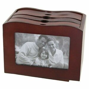 Album foto din lemn, cufar vintage, 10x15 cm, 96 fotografii, 2 ferestre personalizare imagine