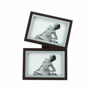 Rama foto dubla, format 10X15 cm, lemn cu insertie metalica, RESIGILAT imagine