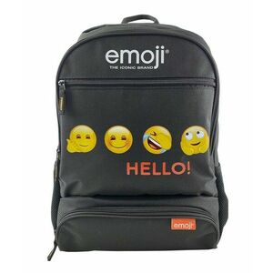 Ghiozdan emoji clasic Hello Pigna, pentru gimnaziu, negru imagine
