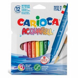 Set 12 carioci colorate, functie dubla, acuarele, varf tip pensula imagine