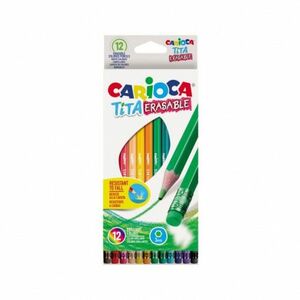 Creioane colorate, set 12 bucati, corp hexagonal cu radiera, varf 3 mm imagine