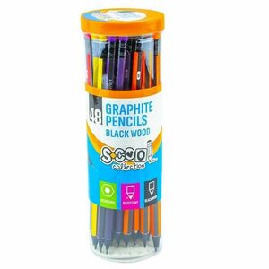 Creion grafit hexagonal, mina HB, radiera, lemn negru imagine